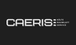 CAERIS KÄLTE RAUMLUFT SERVICE Logo auf schwarzem Hintergrund.