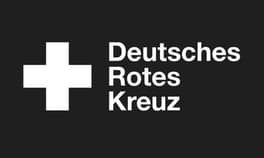 Logo des Deutschen Roten Kreuzes: ein weißes Kreuz auf schwarzem Hintergrund neben dem Text "Deutsches Rotes Kreuz".